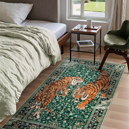 Elegant Tiger Print Living Room Rug – Soft, Anti-Slip, Machine Washable, Boho Jungle Decor