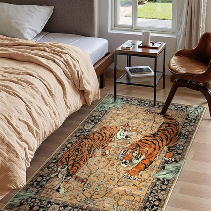 Elegant Tiger Print Living Room Rug – Soft, Anti-Slip, Machine Washable, Boho Jungle Decor