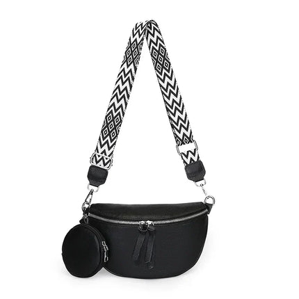 Stylish PU Leather Crossbody Bag with Braided Strap & Detachable Coin Pouch