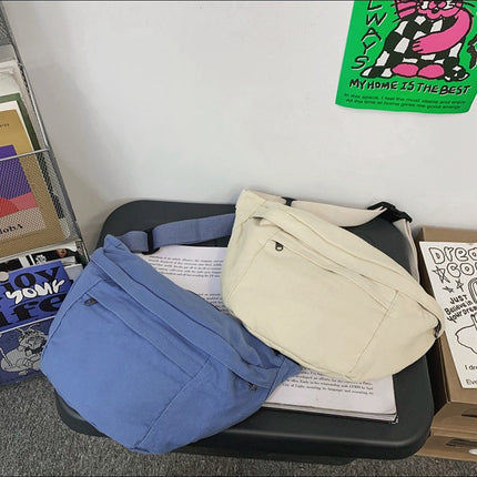 Unisex XL Canvas Crossbody Bag – Adjustable Strap, Large Capacity for Travel, Festivals & Daily Use