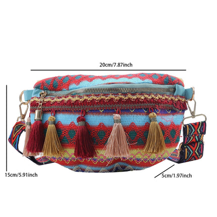 Bohemian Crossbody Bag with Fringe – Colorful, Adjustable Strap, Lightweight & Durable