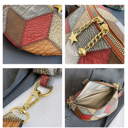 Colorful Patchwork Crossbody Fanny Pack – Boho Chic Belt Bag for Travel, Festivals & Everyday Use