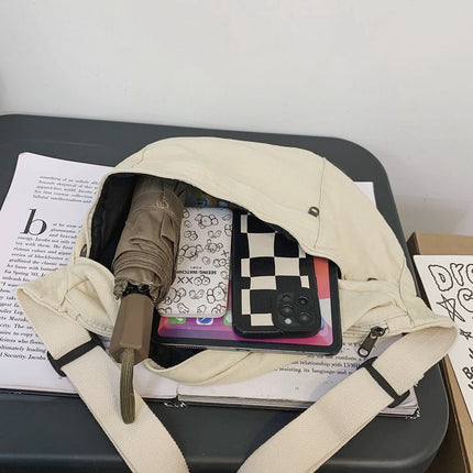 Unisex XL Canvas Crossbody Bag – Adjustable Strap, Large Capacity for Travel, Festivals & Daily Use