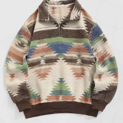 Vintage Knitted Sweater – Unisex Oversized Sweater with Ethnic Pattern