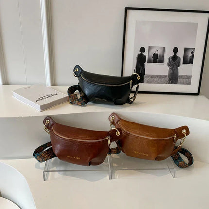 Luxurious Leather Crossbody Belt Bag – Versatile Waist & Shoulder Bag with Wide Strap