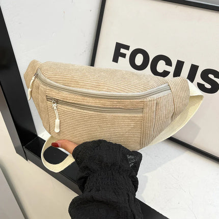 Corduroy Crossbody Bag for Women – Stylish & Practical Hip Bag with Adjustable Strap