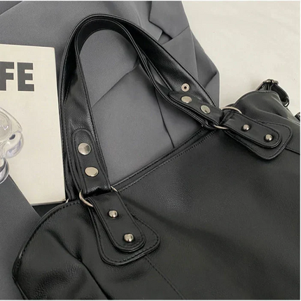 Stylish PU Leather Shoulder Bag – Spacious Tote with Multiple Pockets for Women