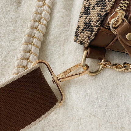 Brown & Beige Houndstooth Fanny Pack Belt Bag – Women’s Crossbody Waist Bag