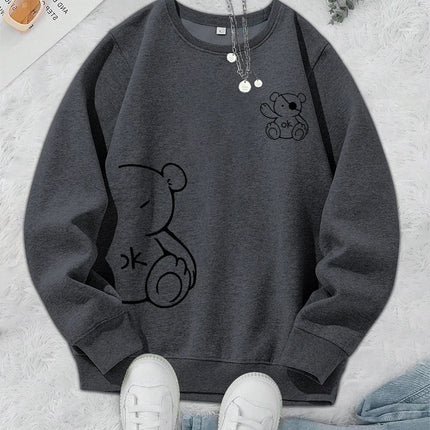Unisex Cat Sweater – Minimalist Oversized Sweater with Cat Line Print