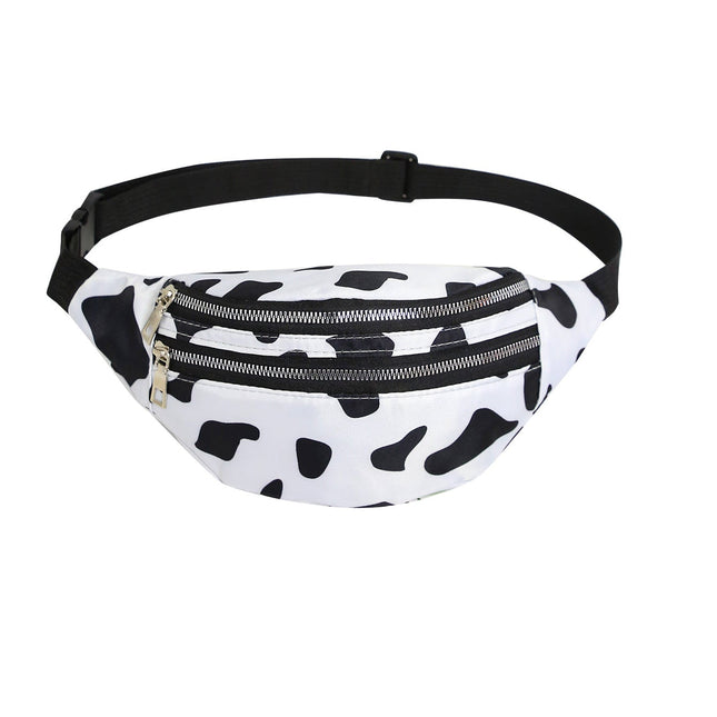 Cow Print Crossbody Waist Bag – Cowhide Pattern Fanny Pack / Animal Print Hip Bag