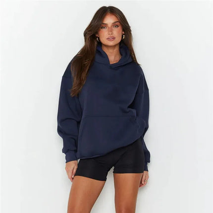 Unisex Navy Blue Hoodie – Comfortable Oversized Hooded Sweater