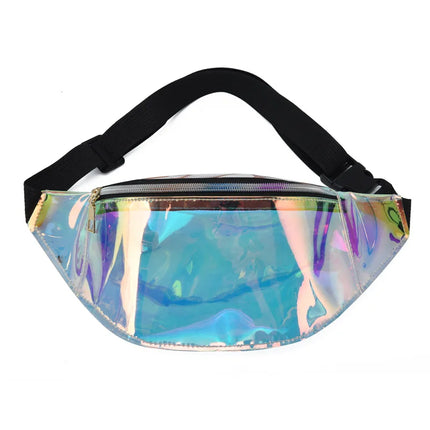 Holographic Festival Fanny Pack – Iridescent Waist Bag with Adjustable Strap for Concerts, Raves & Travel