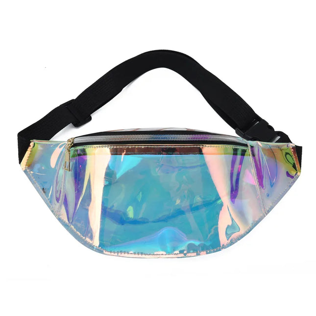 Holographic Festival Fanny Pack – Iridescent Waist Bag with Adjustable Strap for Concerts, Raves & Travel