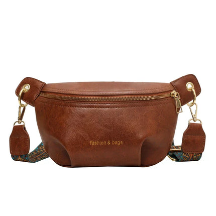 Luxurious Leather Crossbody Belt Bag – Versatile Waist & Shoulder Bag with Wide Strap