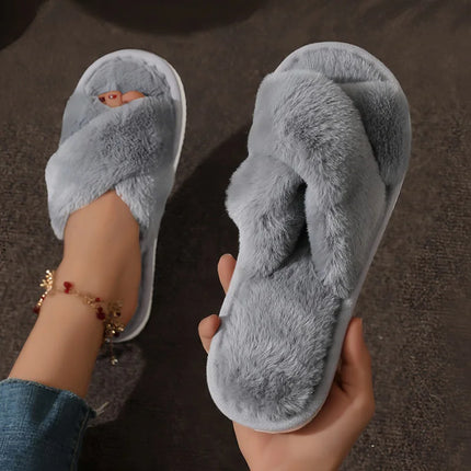 Women's Open Toe Slippers – Cozy Crossband Design with Slip-On Comfort