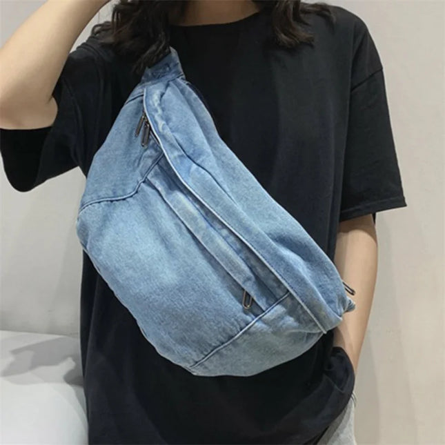 Denim Crossbody Fanny Pack – Adjustable Waist Bag for Women | Lightweight & Stylish Jean Belt Bag