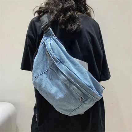 Denim Crossbody Fanny Pack – Adjustable Waist Bag for Women | Lightweight & Stylish Jean Belt Bag