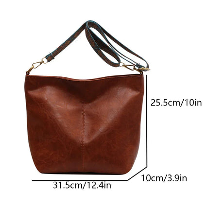 Stylish Brown Handbag with Wide Shoulder Strap – Spacious & Elegant