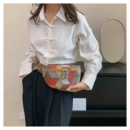 Colorful Patchwork Crossbody Fanny Pack – Boho Chic Belt Bag for Travel, Festivals & Everyday Use