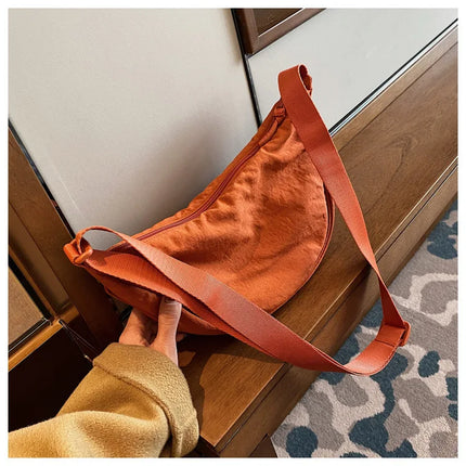 Orange Round Shoulder Bag – Trendy Minimalist Crossbody / Everyday Bag