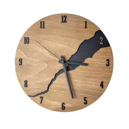 Rustic Cracked Wood Wall Clock 15.7" – Vintage 3D Wooden Design for Farmhouse & Rustic Home Decor