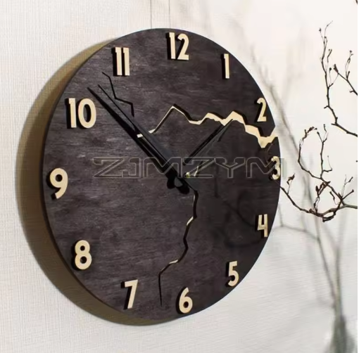 Rustic Cracked Wood Wall Clock 15.7" – Vintage 3D Wooden Design for Farmhouse & Rustic Home Decor