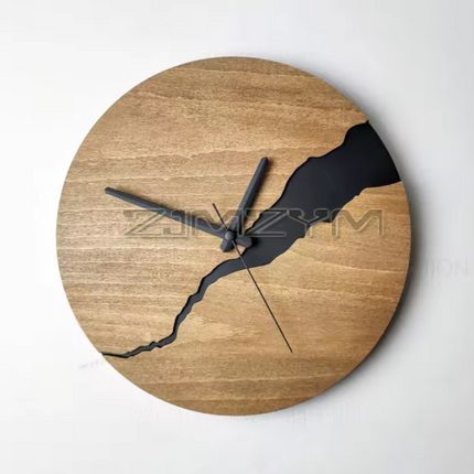 Rustic Cracked Wood Wall Clock 15.7" – Vintage 3D Wooden Design for Farmhouse & Rustic Home Decor