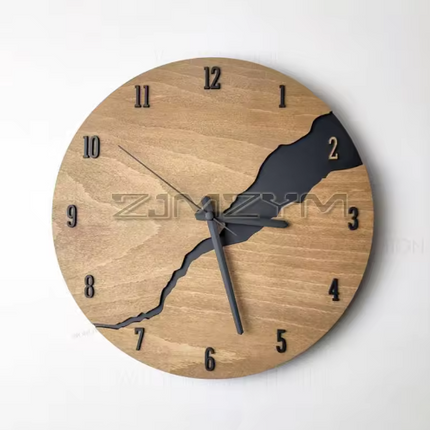 Rustic Cracked Wood Wall Clock 15.7" – Vintage 3D Wooden Design for Farmhouse & Rustic Home Decor