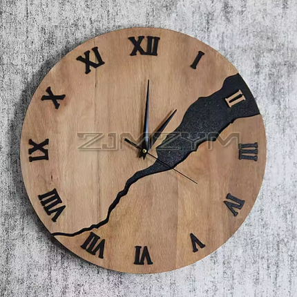 Rustic Cracked Wood Wall Clock 15.7" – Vintage 3D Wooden Design for Farmhouse & Rustic Home Decor