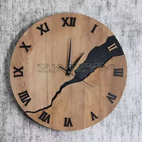 Rustic Cracked Wood Wall Clock 15.7" – Vintage 3D Wooden Design for Farmhouse & Rustic Home Decor