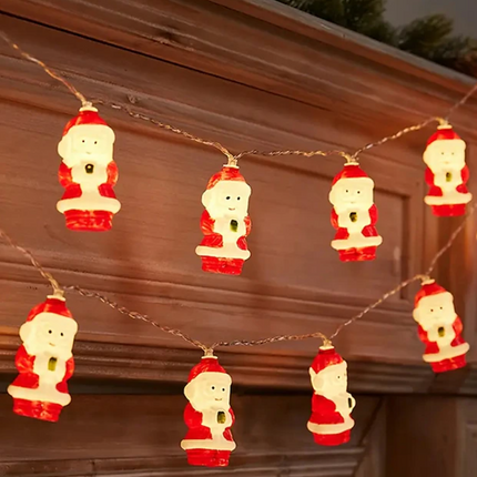 Santa Claus LED Christmas Lights – 5ft or 10ft Warm White String Lights for Indoor & Outdoor Holiday Décor