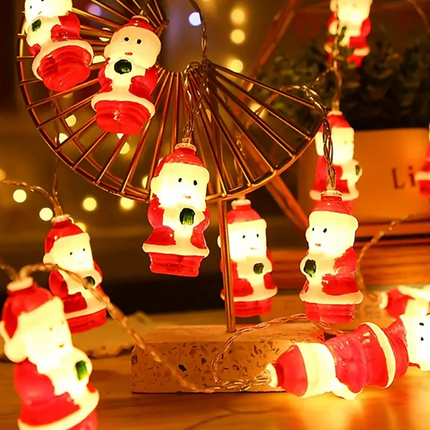 Santa Claus LED Christmas Lights – 5ft or 10ft Warm White String Lights for Indoor & Outdoor Holiday Décor