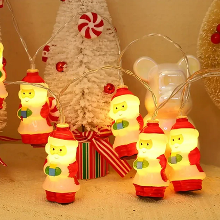 Santa Claus LED Christmas Lights – 5ft or 10ft Warm White String Lights for Indoor & Outdoor Holiday Décor