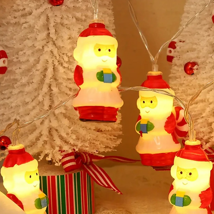 Santa Claus LED Christmas Lights – 5ft or 10ft Warm White String Lights for Indoor & Outdoor Holiday Décor