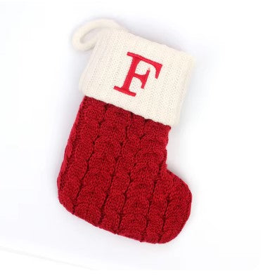 Personalized Christmas Stocking with Embroidered Letter – Red Knit Holiday Sock with Name