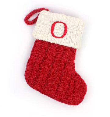 Personalized Christmas Stocking with Embroidered Letter – Red Knit Holiday Sock with Name
