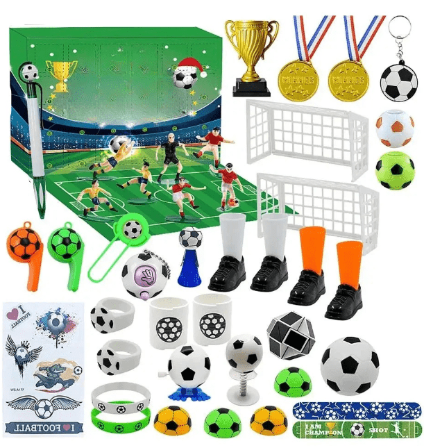 Football Advent Calendar – 24 Soccer Toys & Accessories for Kids | Christmas Countdown Gift