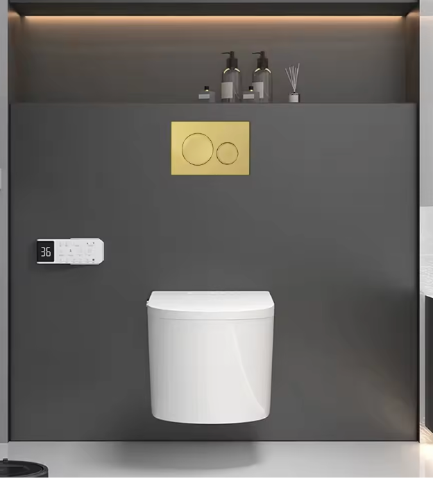 Luxury Dual Flush Toilet Button in Spray Gold – Fingerprint-Resistant Modern Actuator Plate