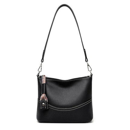Black Crossbody Bag for Women – Adjustable Wide Strap Shoulder Bag with Multiple Pockets