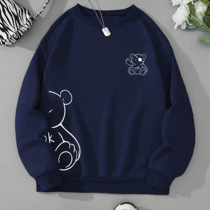 Unisex Cat Sweater – Minimalist Oversized Sweater with Cat Line Print