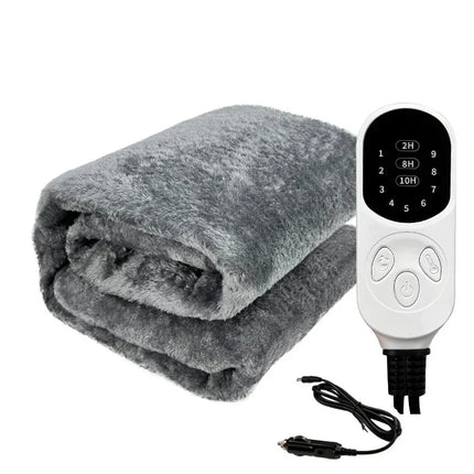 Grey Electric Heated Blanket – Soft Fleece Throw with Timer & Adjustable Heat Settings