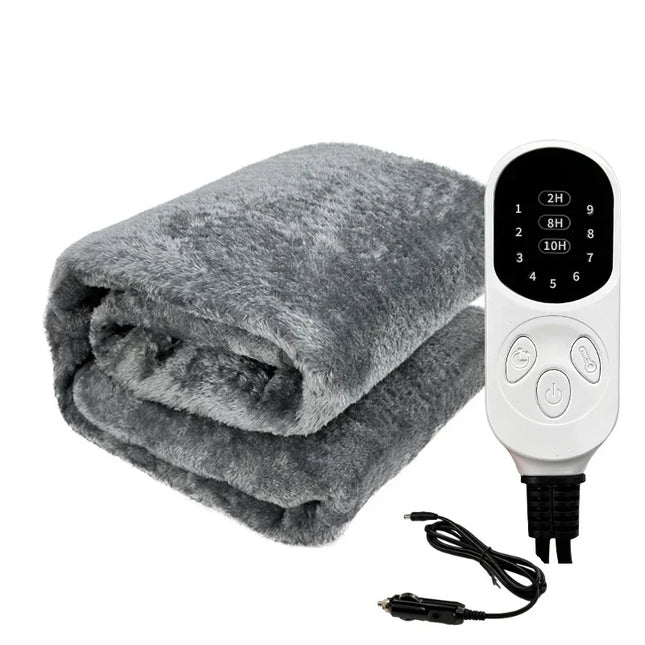 Grey Electric Heated Blanket – Soft Fleece Throw with Timer & Adjustable Heat Settings