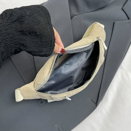 Corduroy Crossbody Bag for Women – Stylish & Practical Hip Bag with Adjustable Strap