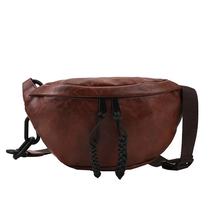 Vintage Leather Fanny Pack – Adjustable Crossbody Belt Bag for Women & Men