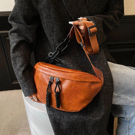 Vintage Leather Fanny Pack – Adjustable Crossbody Belt Bag for Women & Men