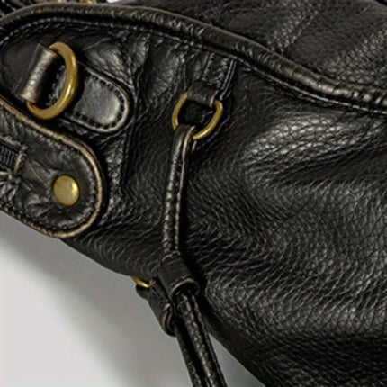 Black PU Leather Handbag With Metal Buckles – Stylish & Functional Women’s Everyday Bag