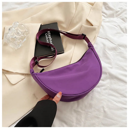 Women's Half Moon Shoulder Bag – Adjustable Canvas Crossbody – Lightweight, Stylish & Versatile