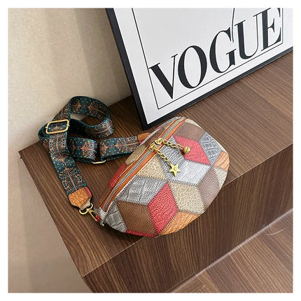 Colorful Patchwork Crossbody Fanny Pack – Boho Chic Belt Bag for Travel, Festivals & Everyday Use