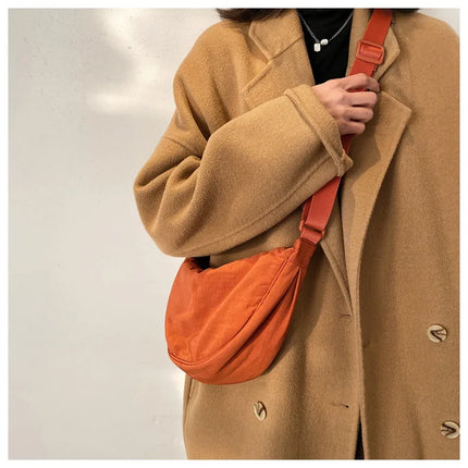 Orange Round Shoulder Bag – Trendy Minimalist Crossbody / Everyday Bag
