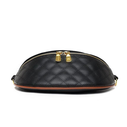 Quilted Black Belt Bag | Gold Hardware Adjustable Waist / Crossbody Bag – Stylish Hands-Free Everyday Accessory
